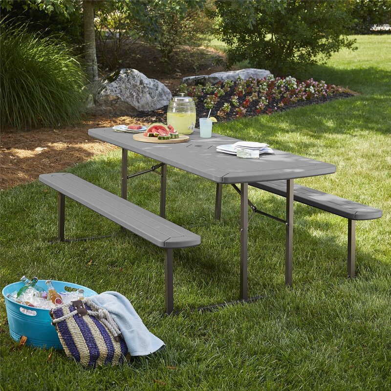 portable folding picnic table with benches