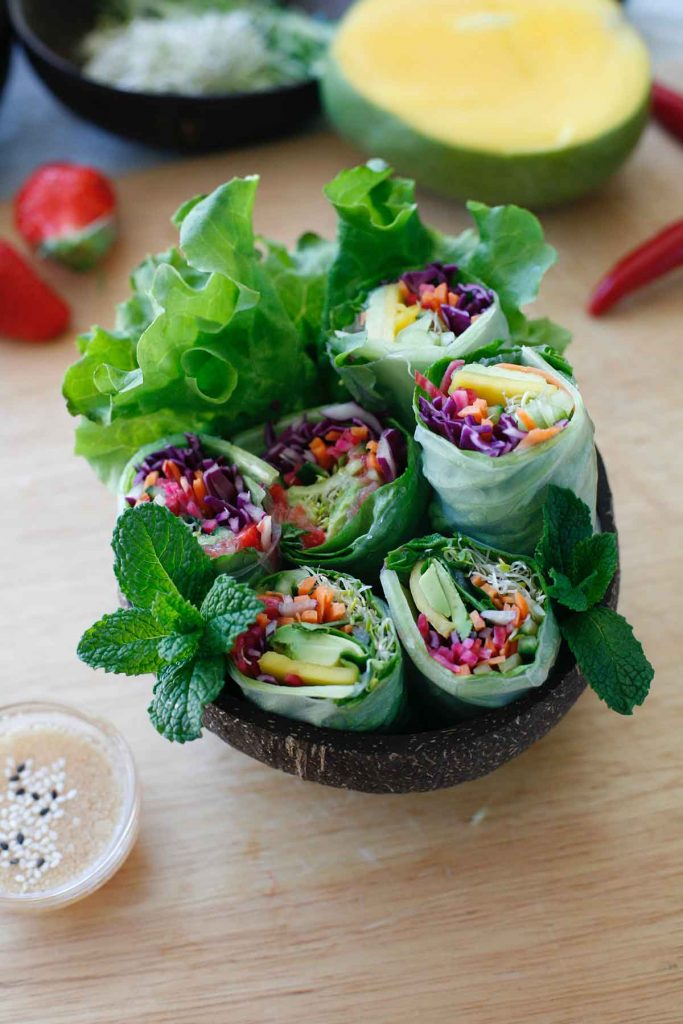 rice and lettuce veggie rolls