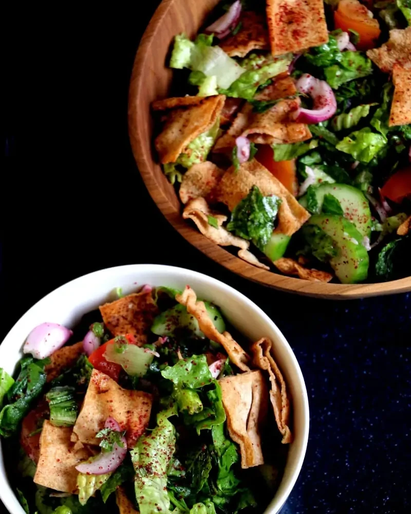 vegan Lebanese fattoush salad