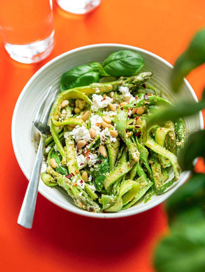 shaved asparagus noodles