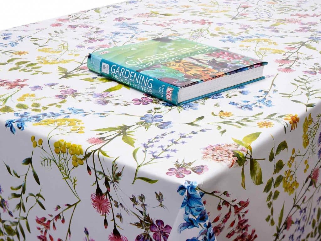 300 x 140cm QPC Direct Polly Parrot Tropical Flowers TEAL PVC Oilcloth Table Cover Vinyl Tablecloth