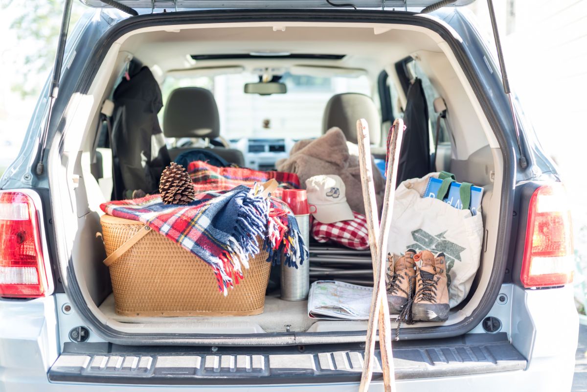 picnic basket in trunk