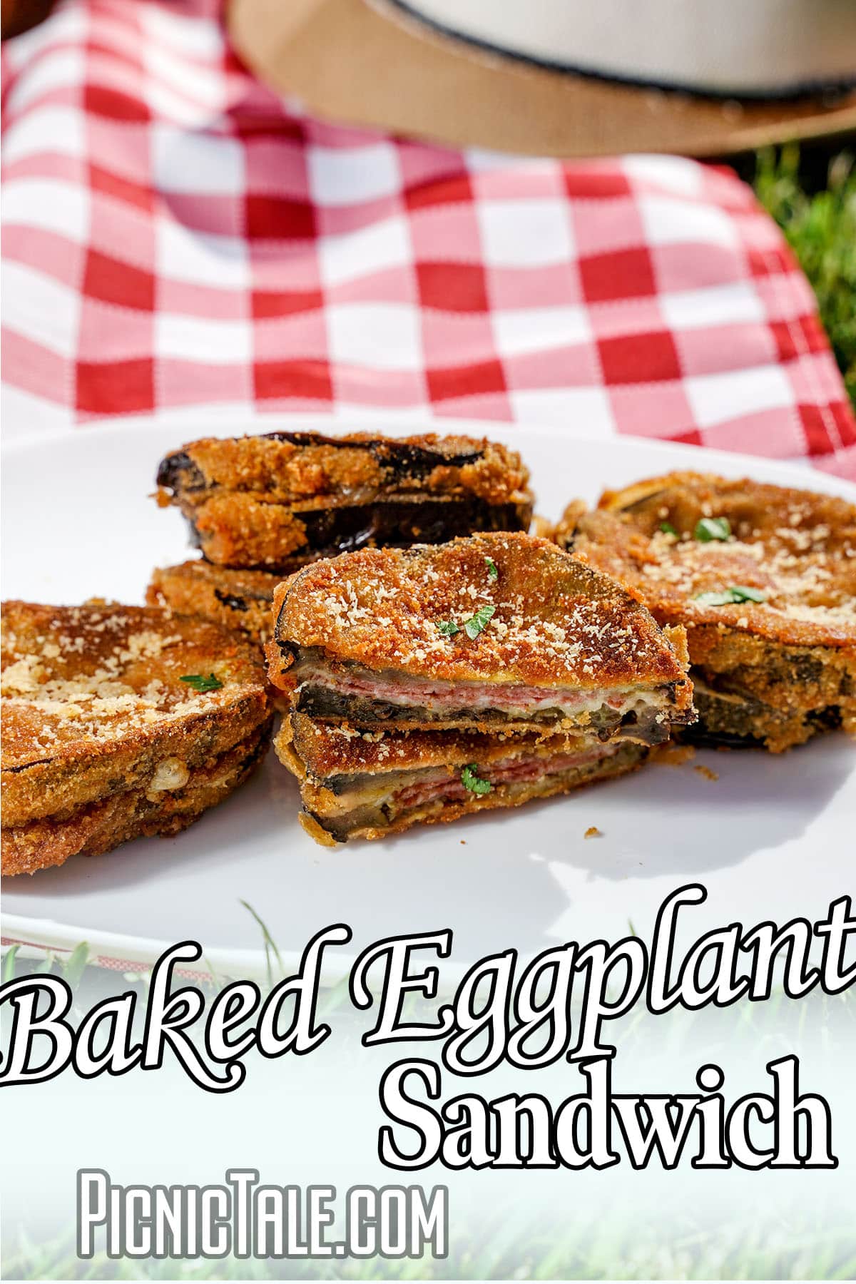 easy sandwiches made with egglplant with text which reads Baked Eggplant Sandwich