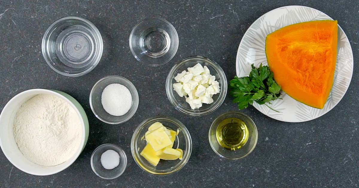 ingredients to make Butternut Squash and Feta Tarts