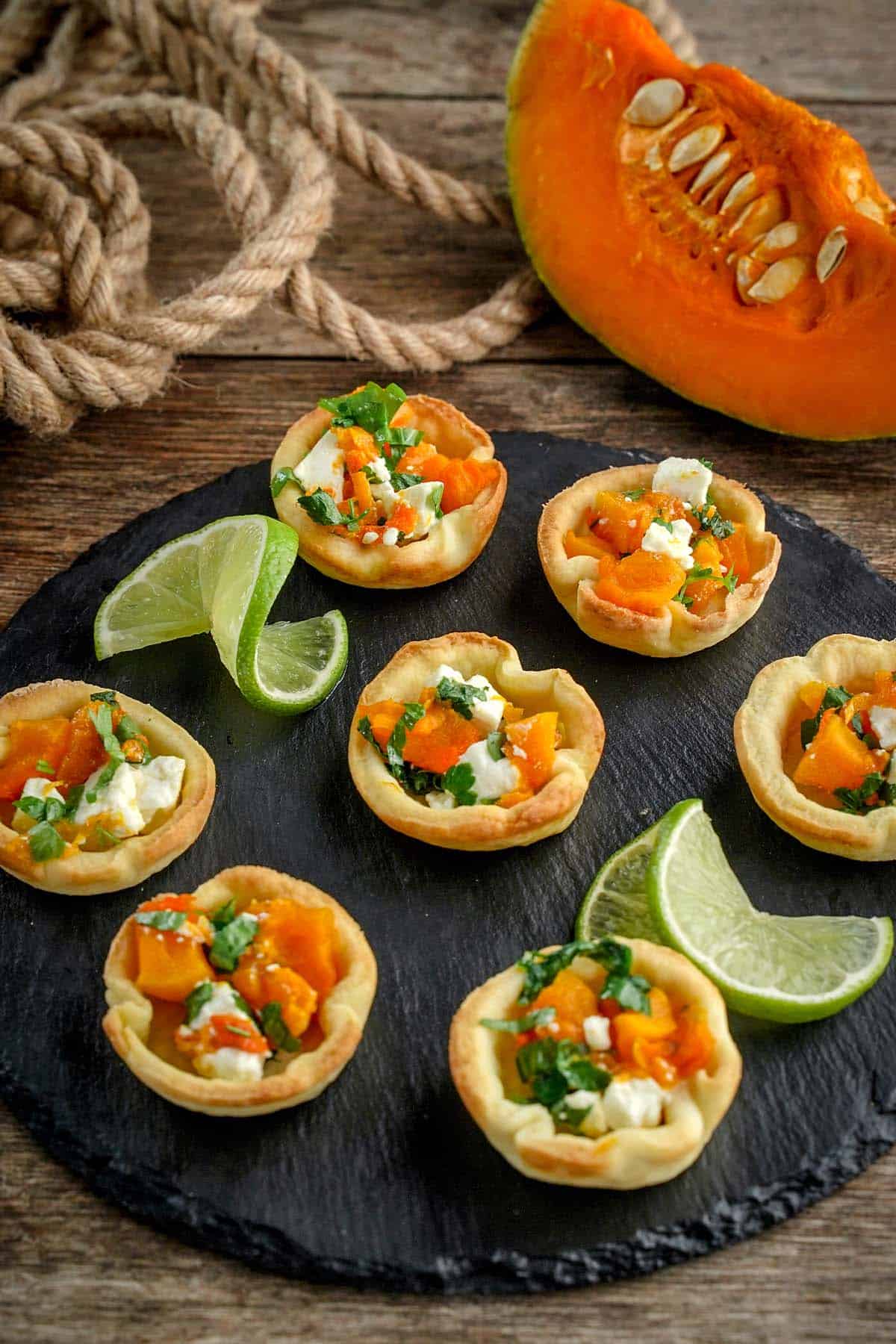 Butternut Squash and Feta Tarts on a plate