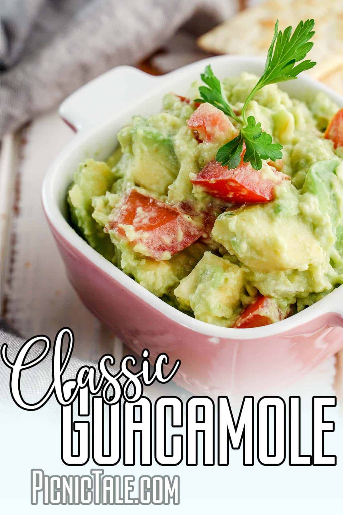 fast guacamole recipe with text which reads Classic Guacamole