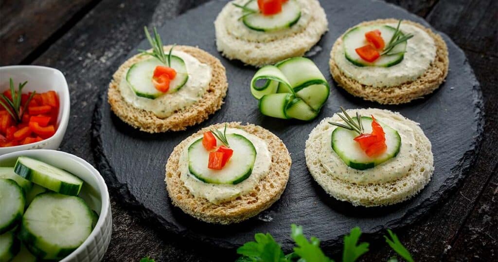 Cucumber Canapes on a plate