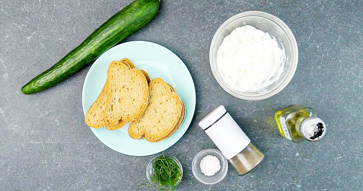 Cucumber Dill Toast Sandwich ingredients.