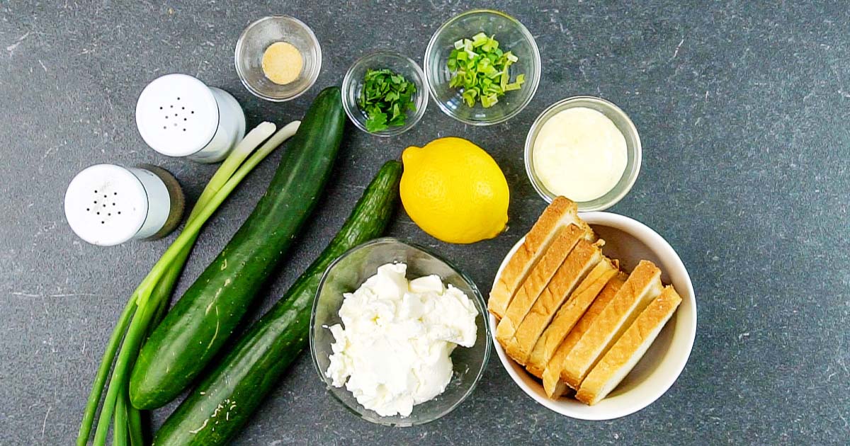 Ingredients for Cucumber Sandwiches.