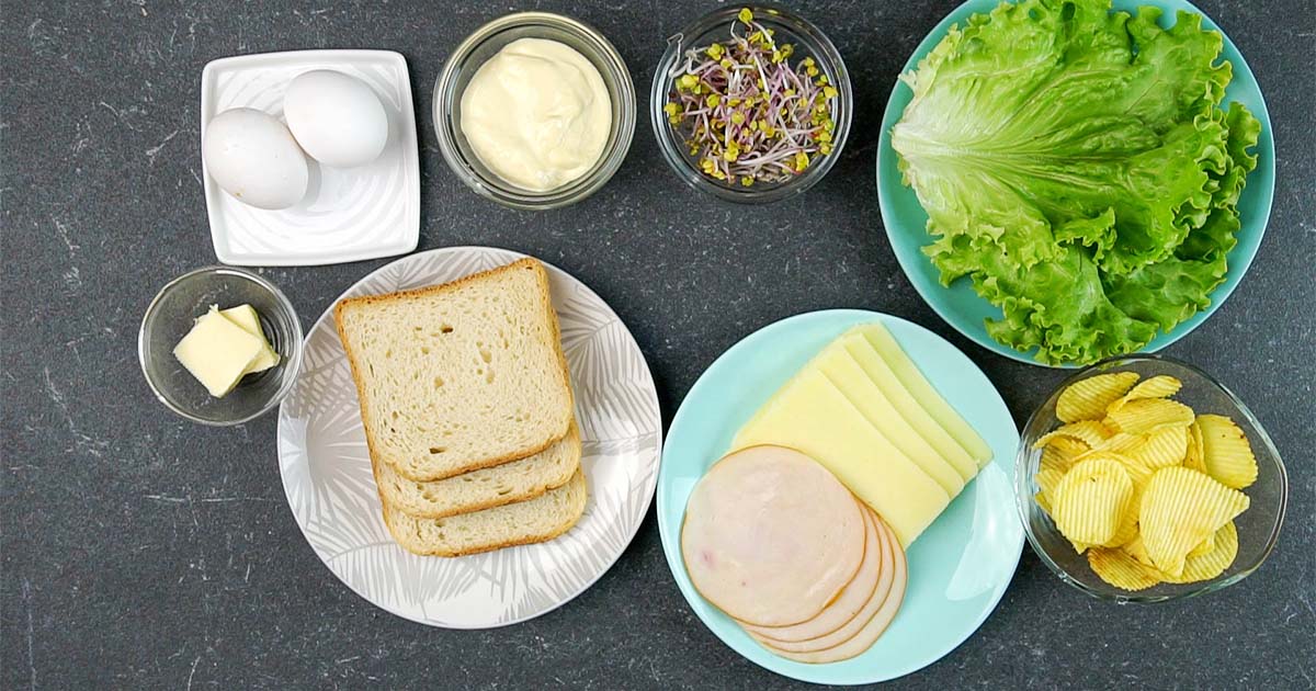ingredients to make Egg Club Sandwiches