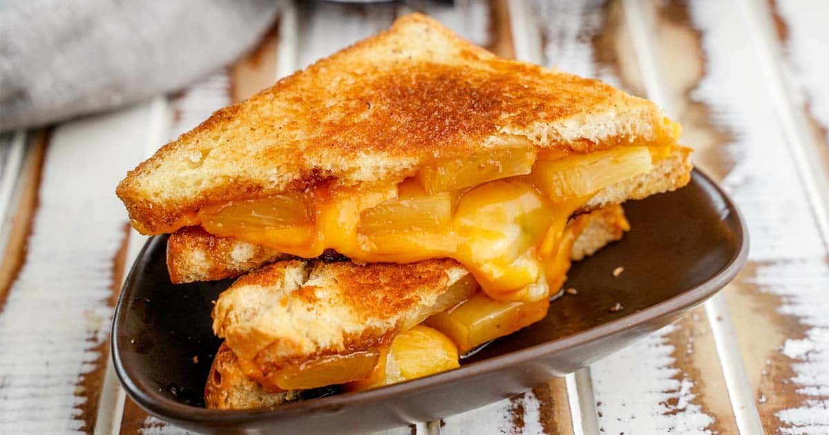 closeup of Hawaiian Grilled Cheese sandwich