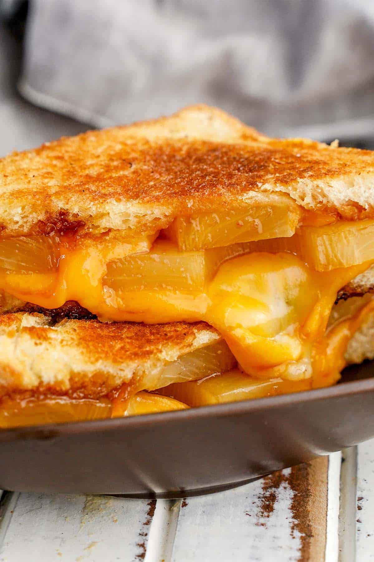 close-up of a sandwich for a picnic called a Hawaiian Grilled Cheese sandwich