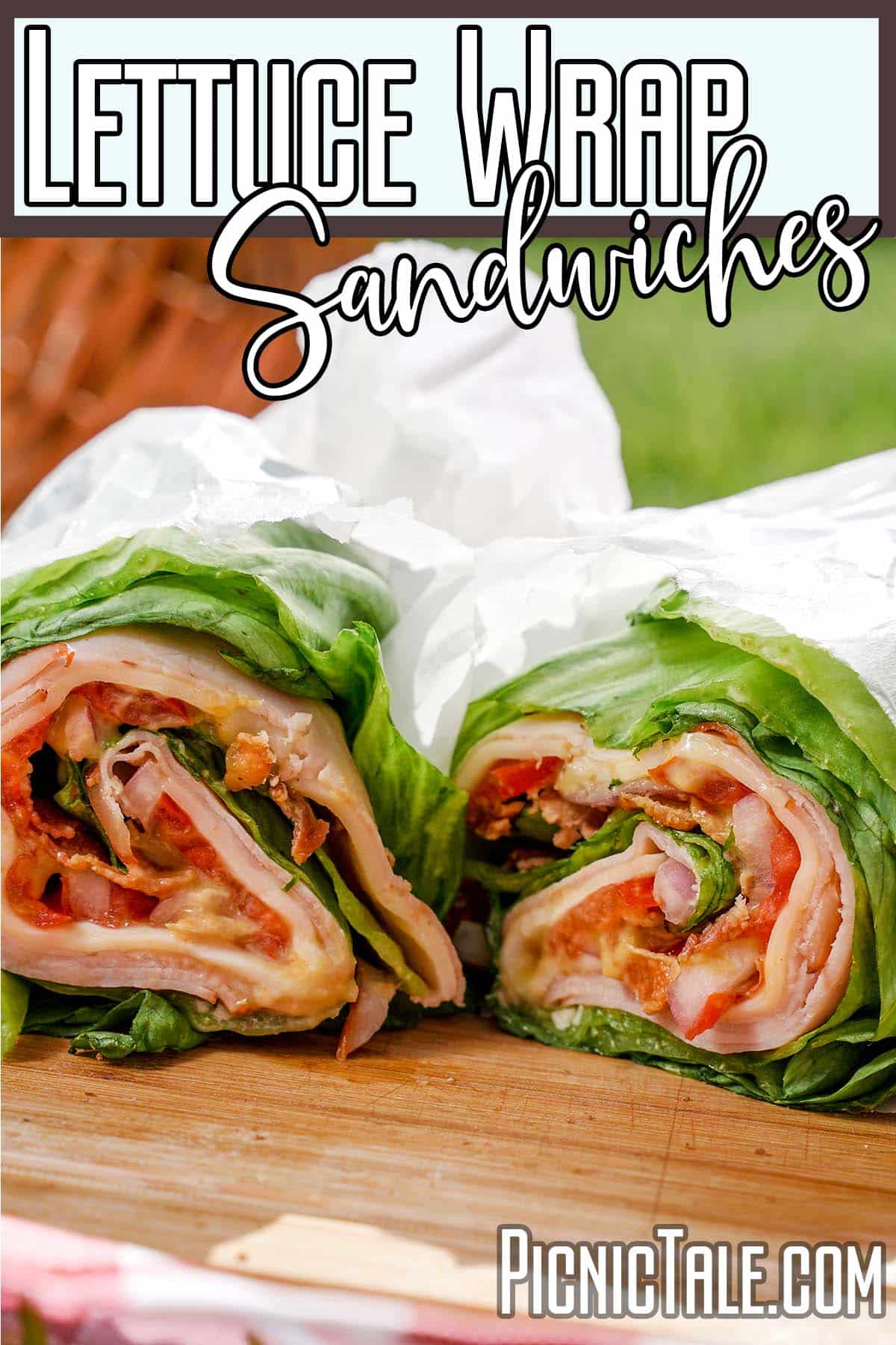 Lettuce Wrap Sandwich, with lettering on top.