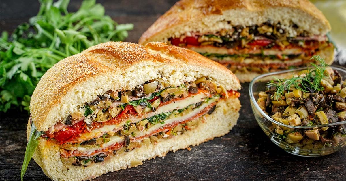 Muffaletta Sandwich, extra olive mixture on the side.