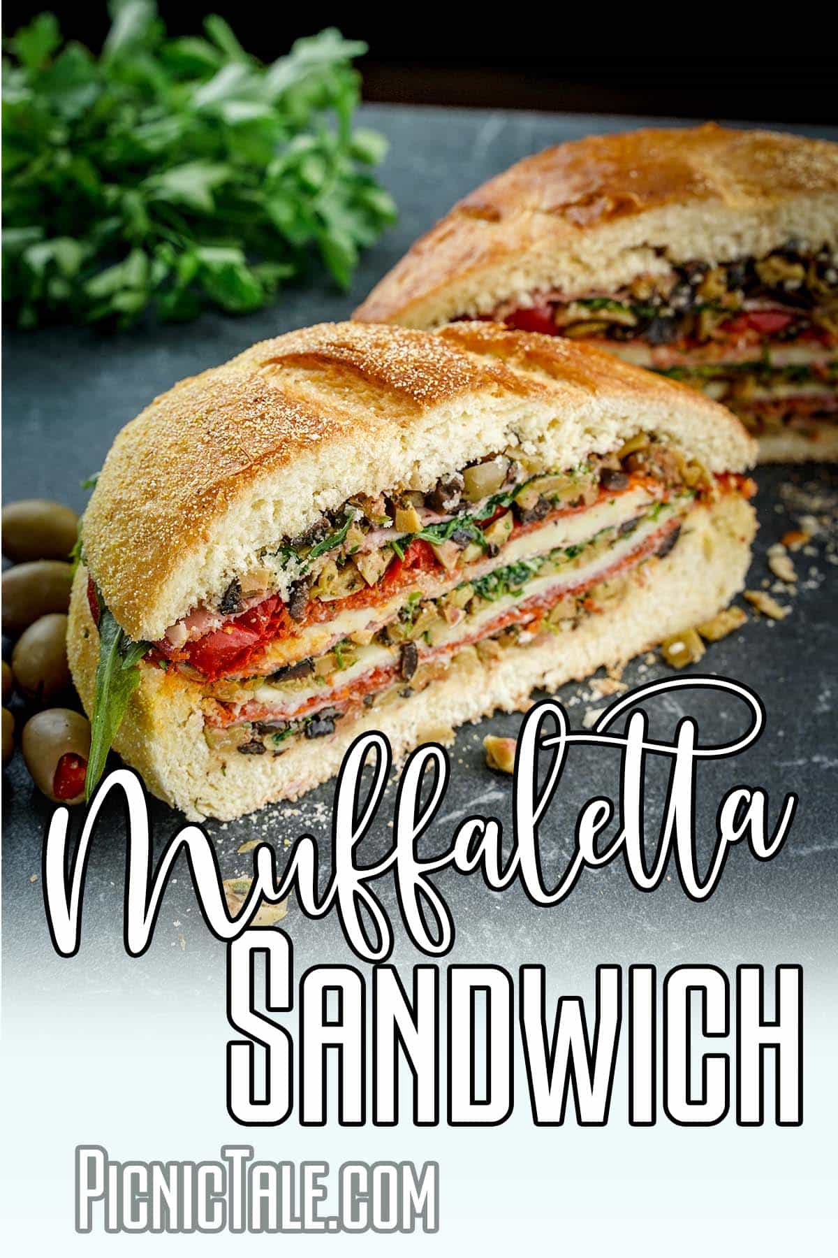 Muffaletta Sandwich, wording on bottom.