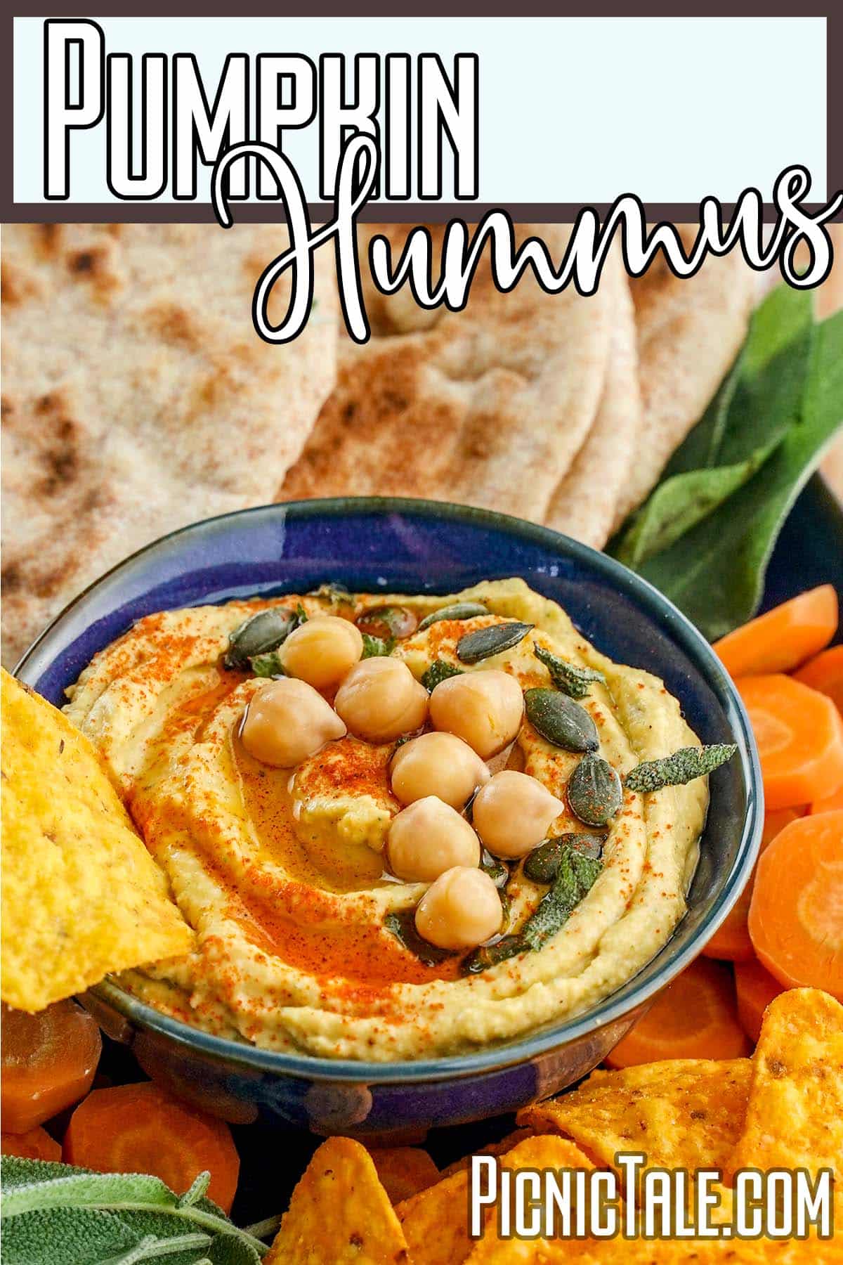 simple side dish for a picnic with text which reads Pumpkin Hummus
