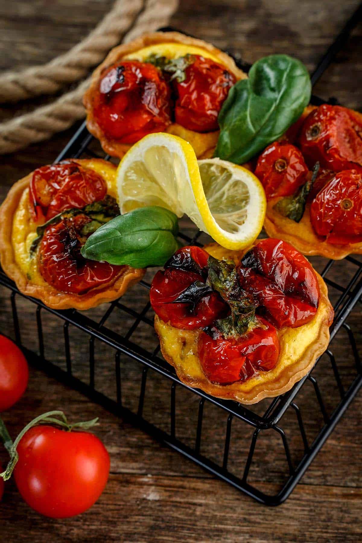 easy picnic dish Roasted Tomato Pancetta Mini Quiches