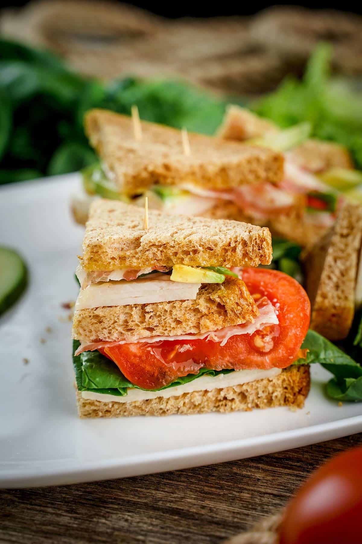 classic picnic sandwich Turkey Bacon Avocado Club Sandwich