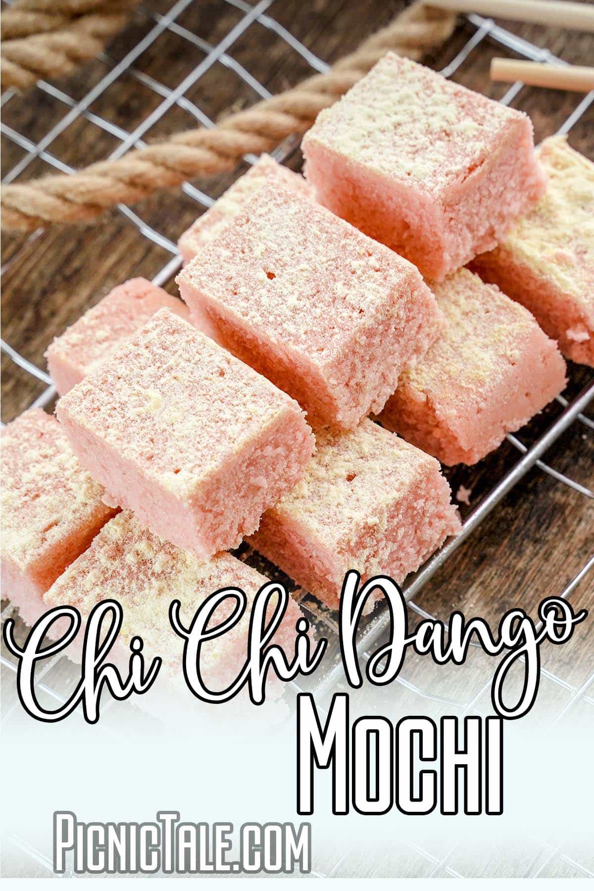 homemade mochi recipe with text which reads chi chi dango mochi 