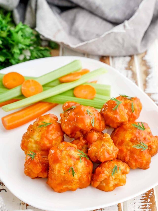 Buffalo Cauliflower Nuggets on a plate