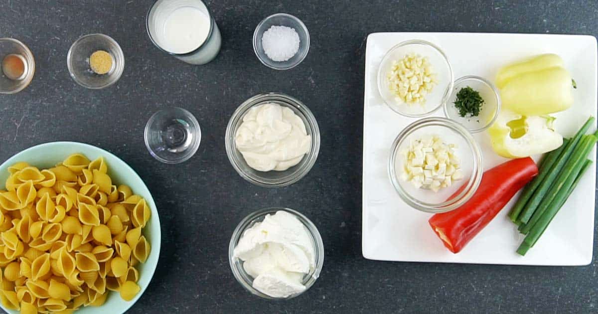 ingredients to make garden pasta salad