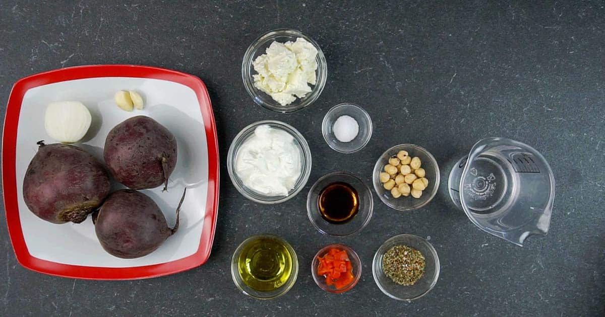 ingredients to make goat cheese and hazelnut dip
