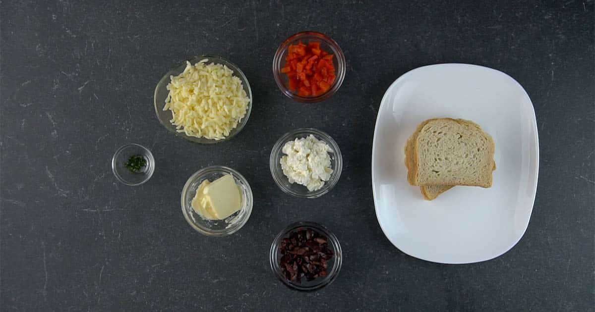 ingredients to make greek grilled cheese sandwich