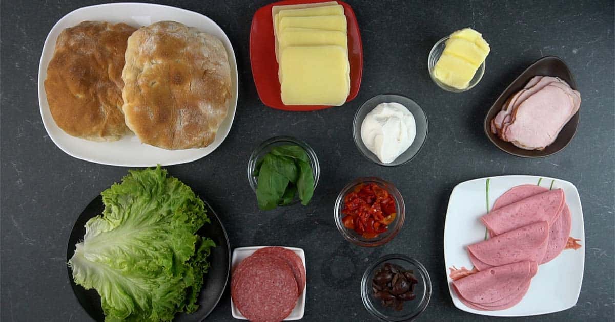ingredients for an italian picnic sandwich