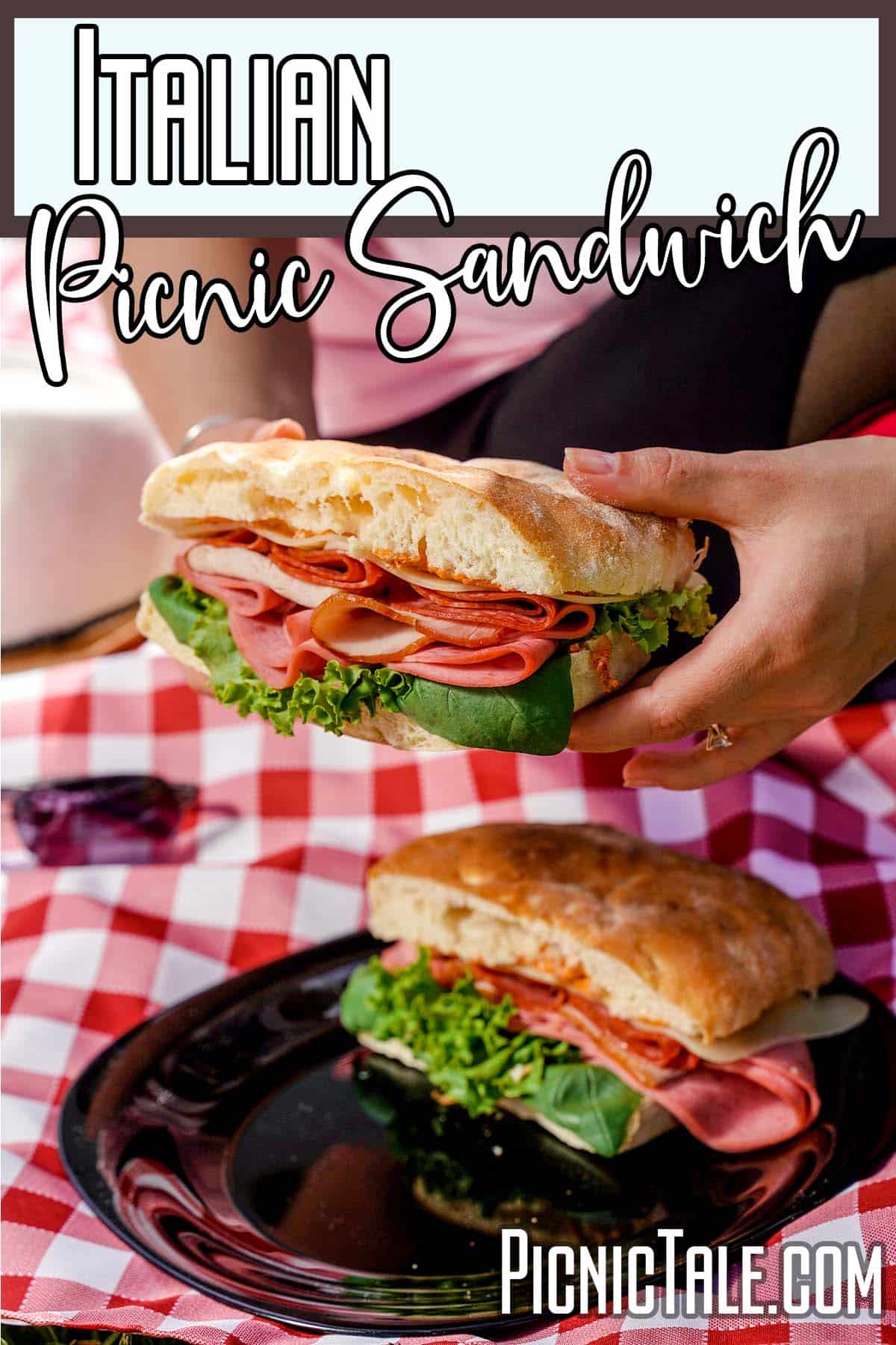 italian sandwich with text which reads italian picnic sandwich
