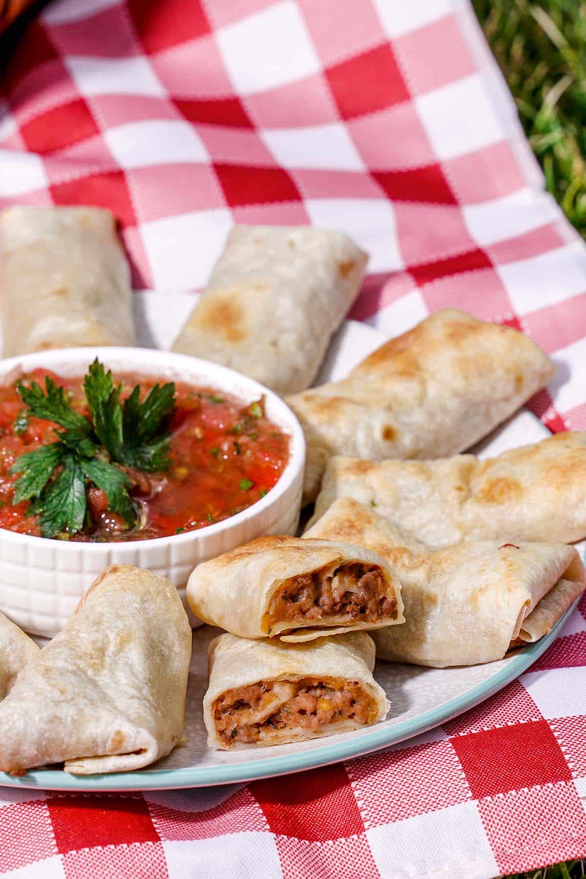 mini burritos for a picnic