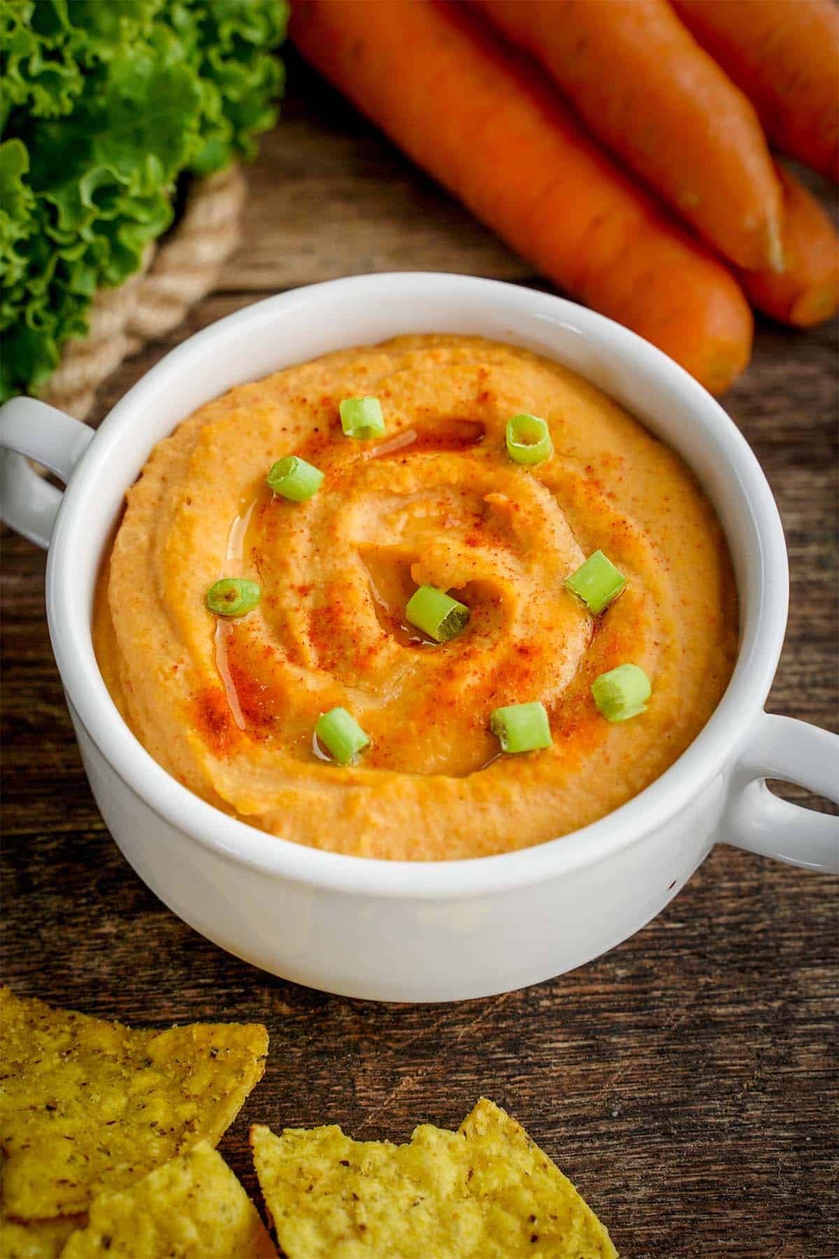 easy picnic side dish of roasted red pepper hummus