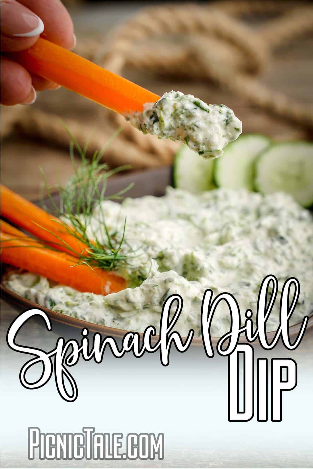 easy picnic side dish with text which reads spinach dill dip