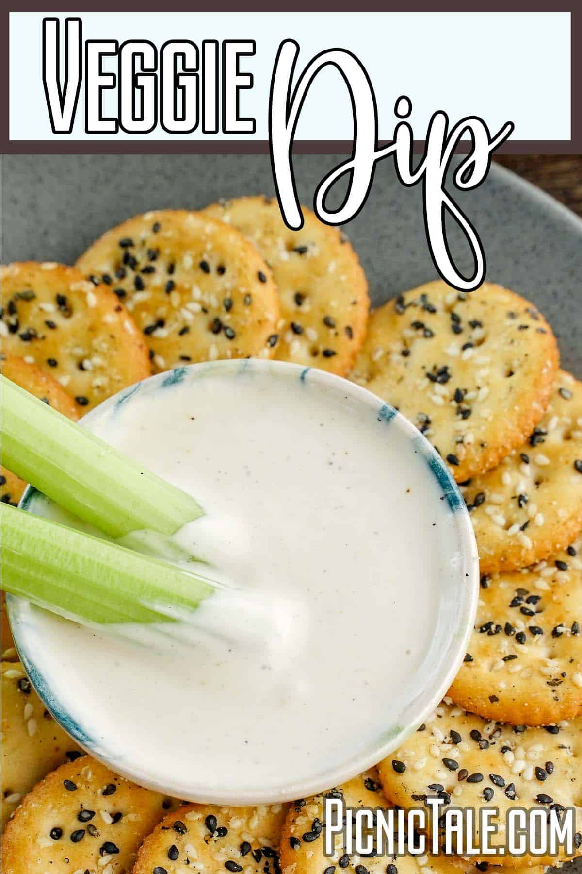 easy homemade dip for a picnic with text which reads veggie dip