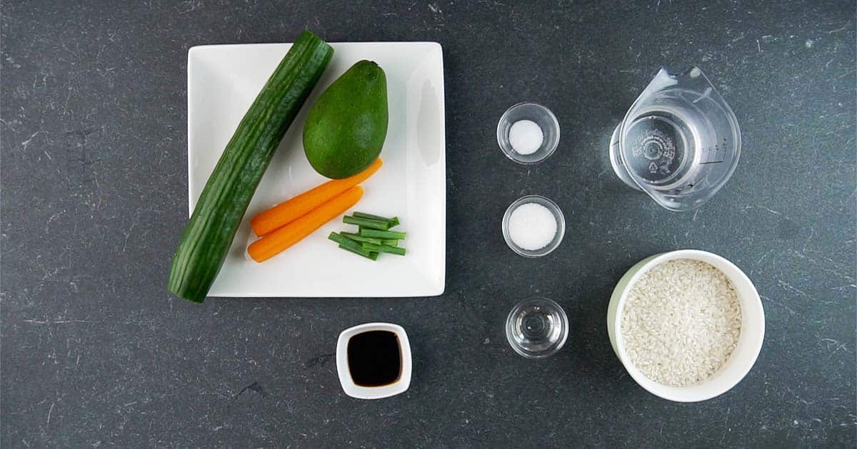 ingredients to make veggie sushi