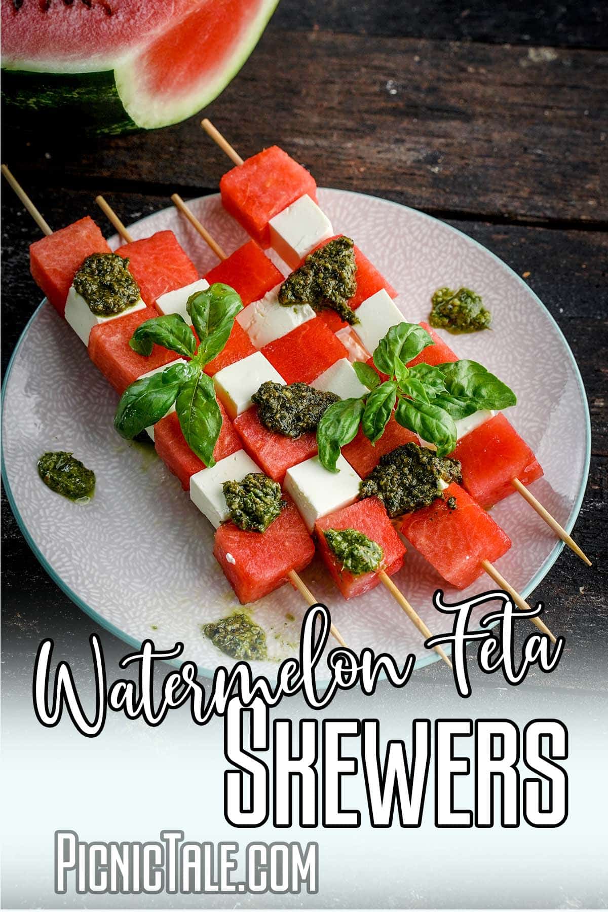 Watermelon Feta Mint Skewers - Picnic Tale