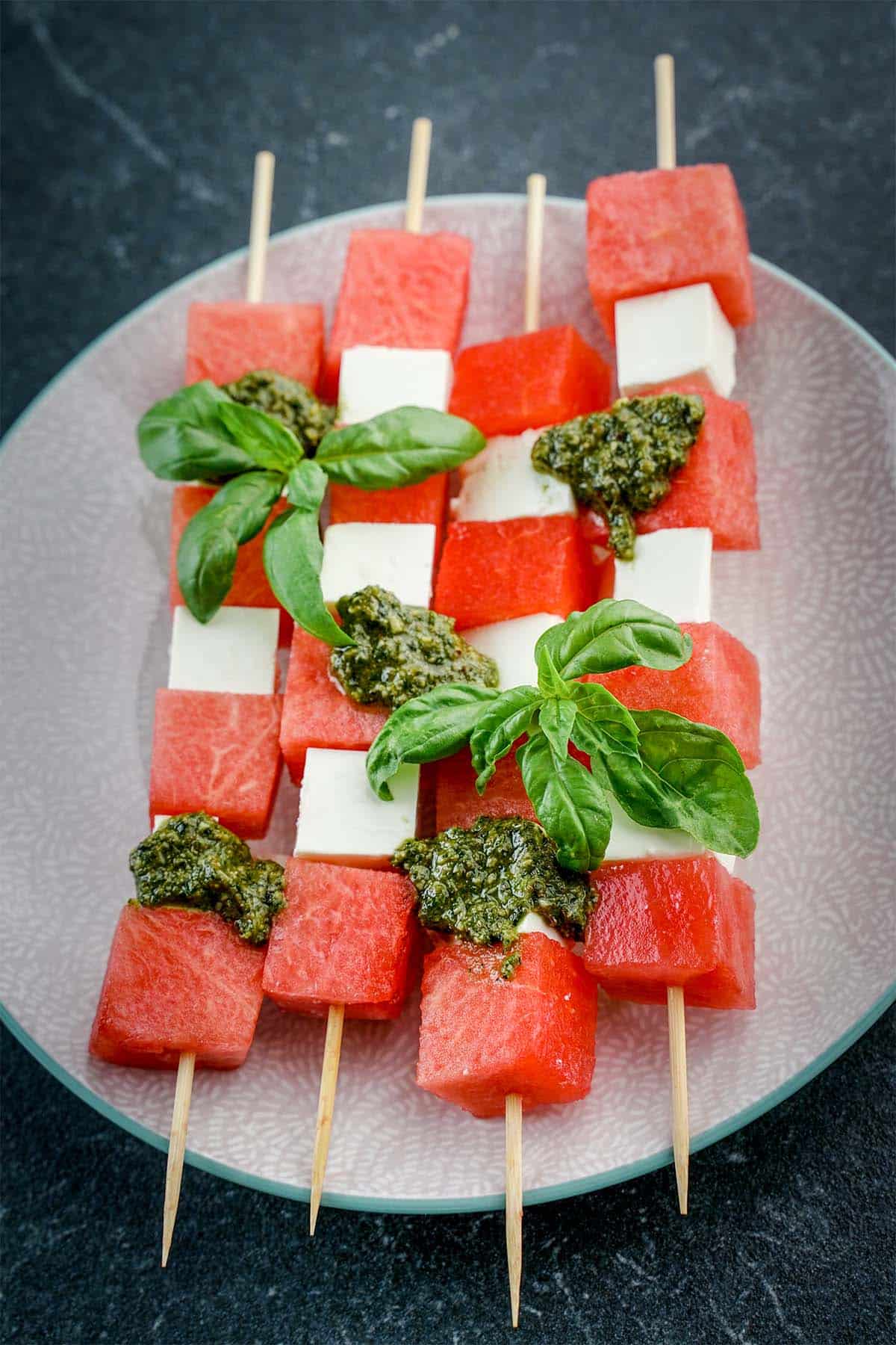 watermelon feta mint skewers for a picnic appetizer